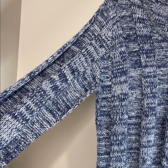 My Style V-Neck Knit Tunic Sweater Navy Blue Grey Mix Pockets Plus Size 2X - Picture 6 of 11